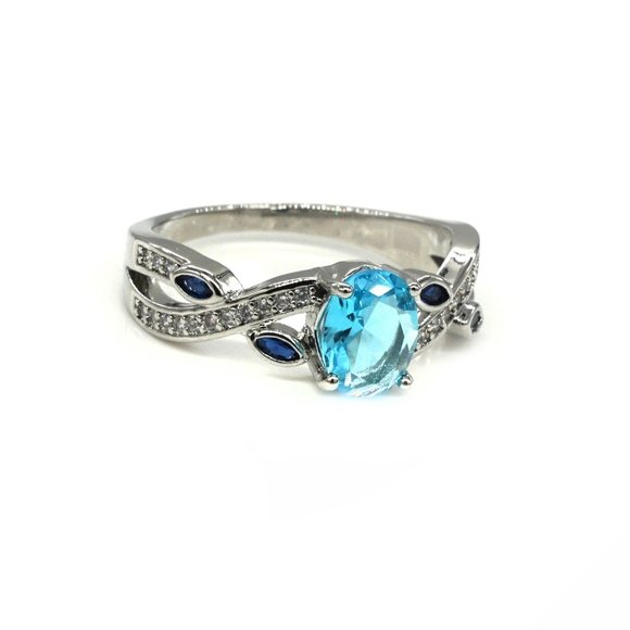 My Bead Emporium Jewelry - Blue Crystal Silver ring.